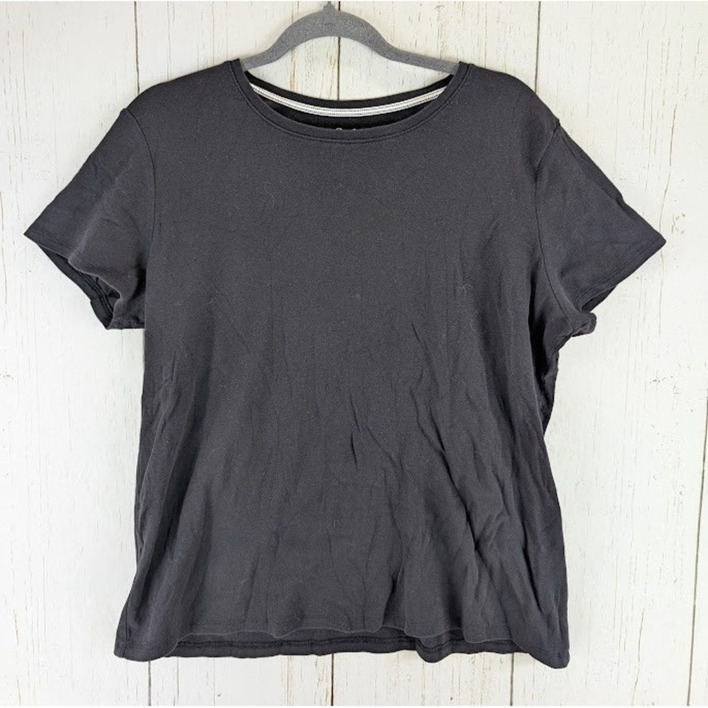 Croft Barrow Size Large The Classic Tee Black Cotton Short Sleeve Womens Top‎